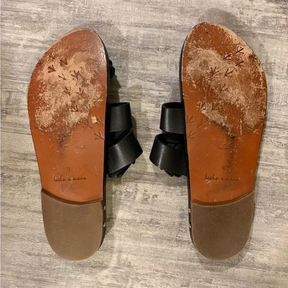 Beek Studded Black Leather Gladiator Slide Sandals Women's size 9 - Picture 4 of 4